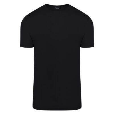 Crew Neck T-Shirt Black in Tencel Fabric Modern Fit