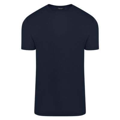 Crew Neck T-Shirt Blue in Tencel Fabric Modern Fit