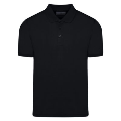 Premium Polo Black in Cotton with Micro Pattern Modern Fit
