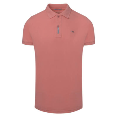 Essential Polo Shirt Double Peaked Salmon Pink Cotton Regular Fit