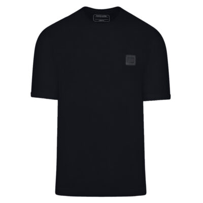Premium T-Shirt Black in Cotton with Logo Patch Modern Fit