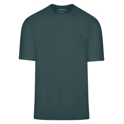 Premium T-Shirt Green in Cotton with Logo Patch Modern Fit