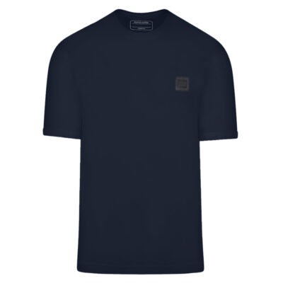 Premium T-Shirt Dark Blue in Cotton with Logo Patch Modern Fit