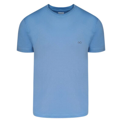Crew Neck T-Shirt Light Blue with Logo Detail in Cotton Regular Fit