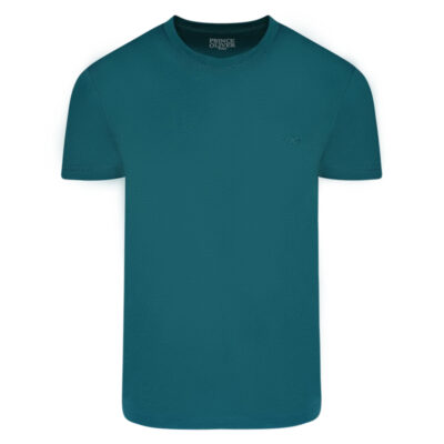 Crew Neck T-Shirt Dark Green with Logo Detail in Cotton Regular Fit
