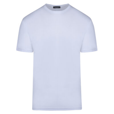 Crew Neck T-Shirt White in Tencel Fabric Modern Fit