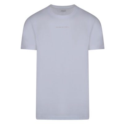 Crew Neck T-Shirt White with Logo Print in Cotton Modern Fit