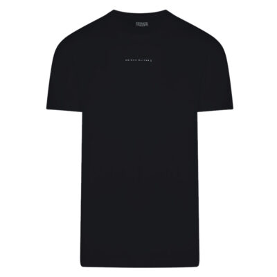 Crew Neck T-Shirt Black with Logo Print in Cotton Modern Fit