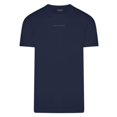 Crew Neck T-Shirt Blue with Logo Print in Cotton Modern Fit