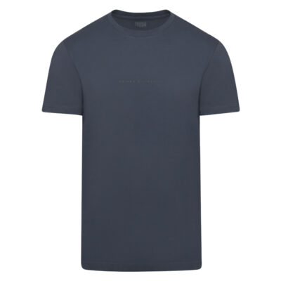 Crew Neck T-Shirt Dark Grey with Logo Print in Cotton Modern Fit