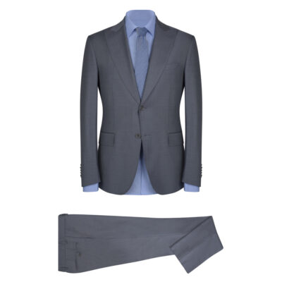 Grey Striped Suit in Wool Blend Modern Fit